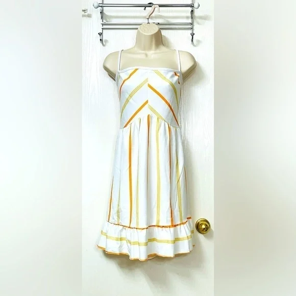 🟢 Unbranded White Sundress with Orange Stripes - Picture 9 of 9